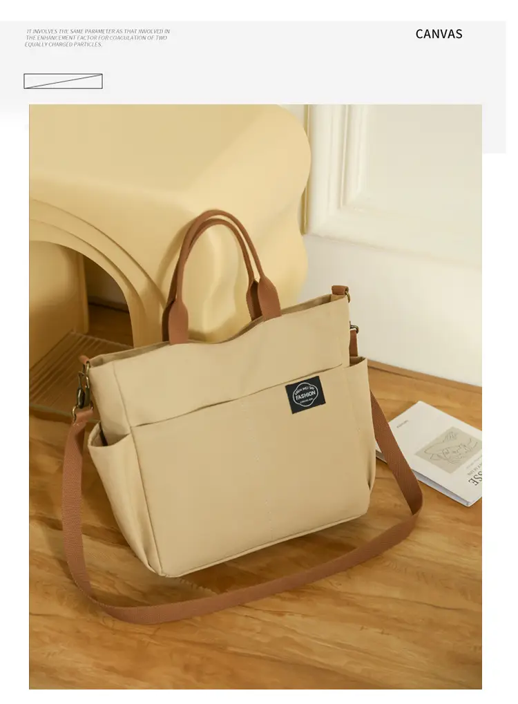 Black Canvas Shoulder Bag for Women Large Capacity Travel Bag — feature 12