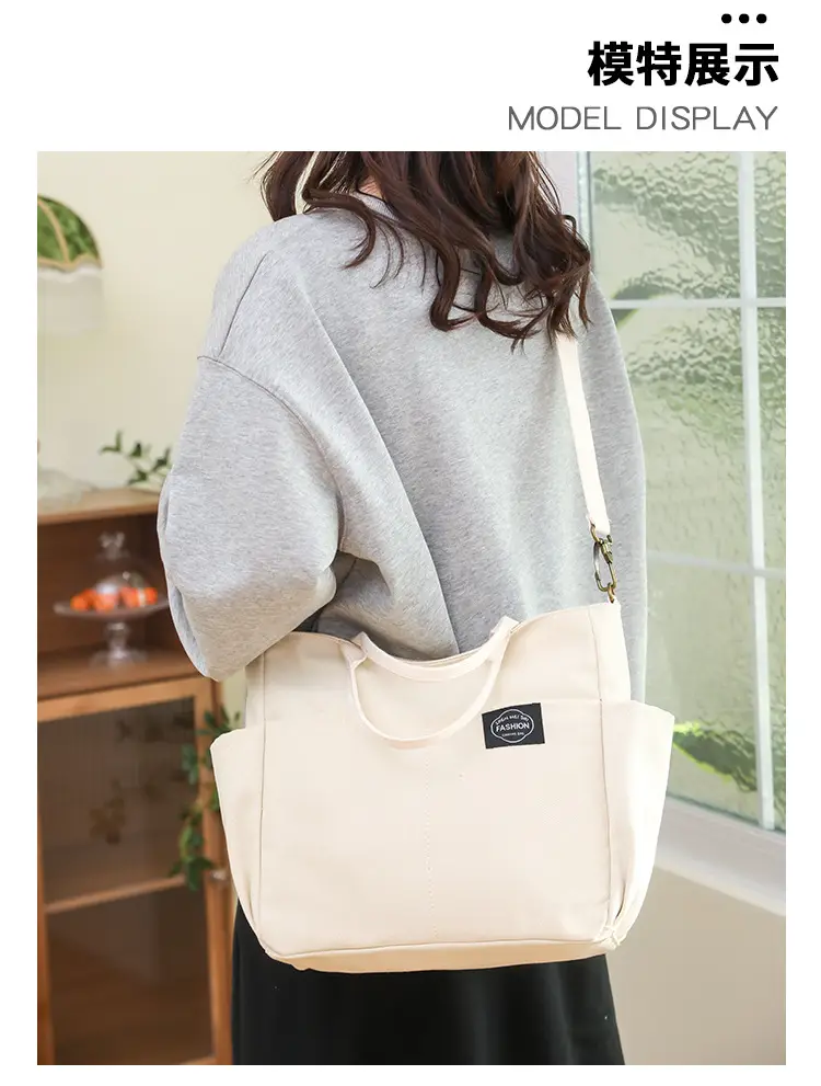 Black Canvas Shoulder Bag for Women Large Capacity Travel Bag — feature 13