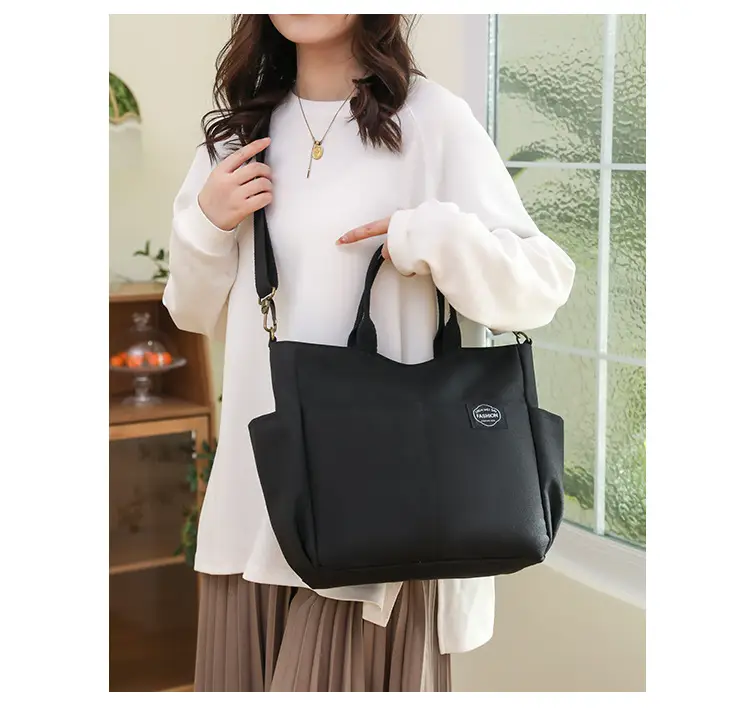 Black Canvas Shoulder Bag for Women Large Capacity Travel Bag — feature 14