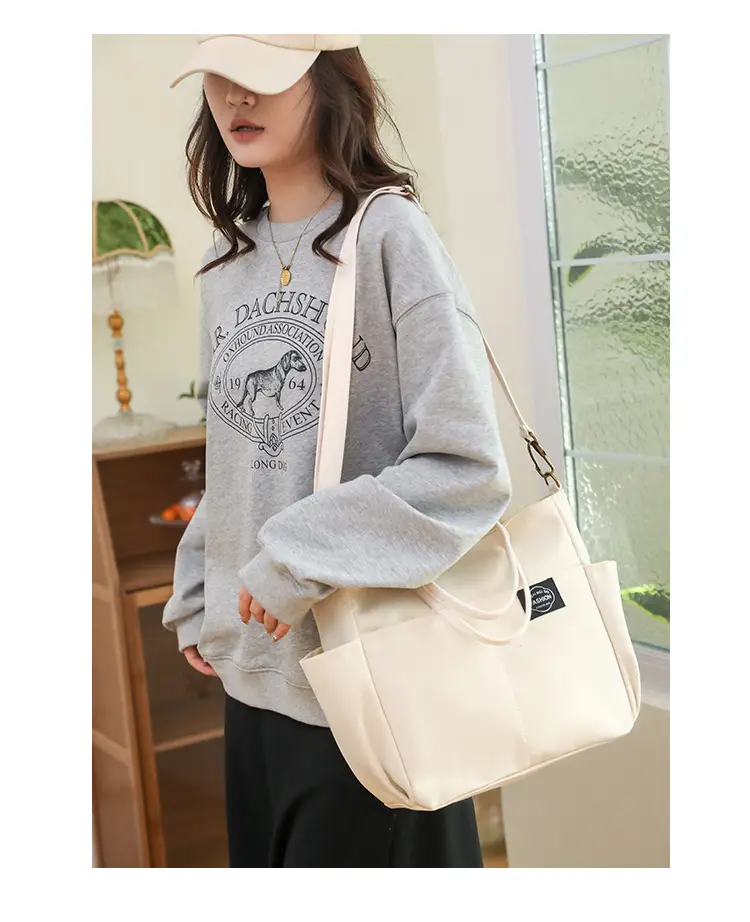 Black Canvas Shoulder Bag for Women Large Capacity Travel Bag — feature 15