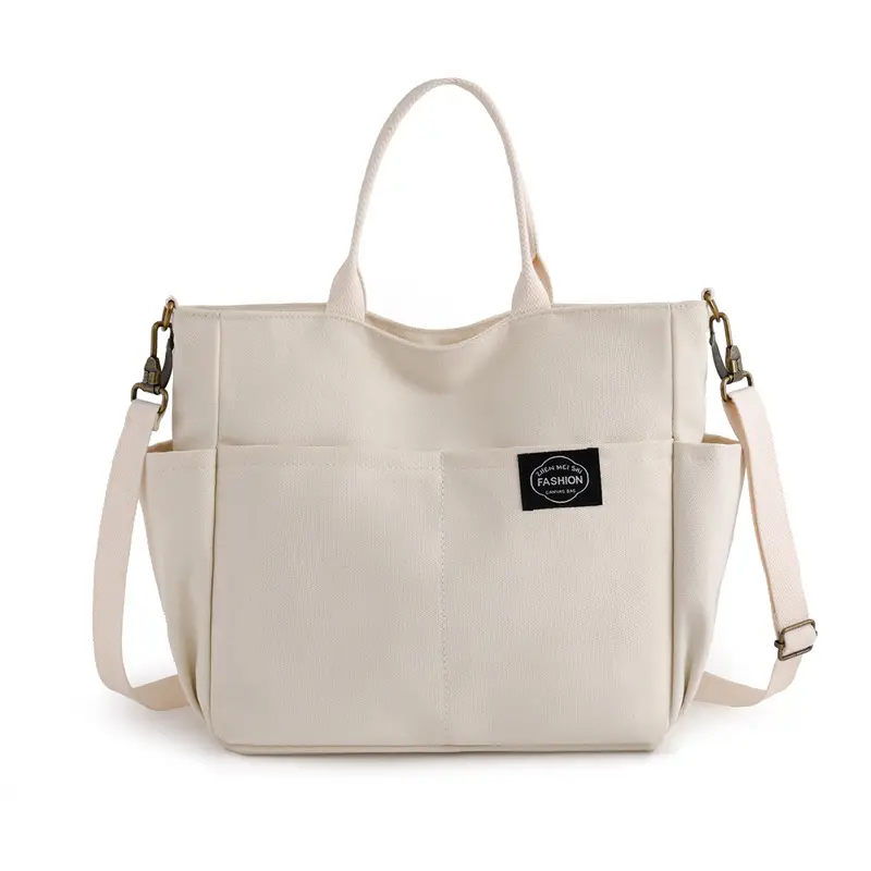 Black Canvas Shoulder Bag for Women Large Capacity Travel Bag - Image 2