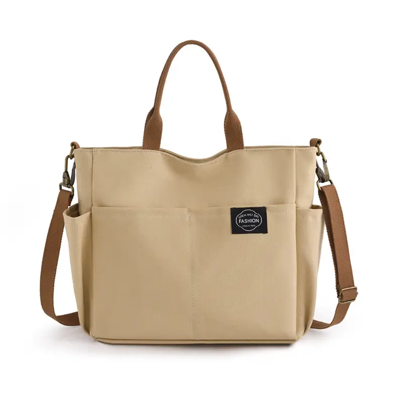 Black Canvas Shoulder Bag for Women Large Capacity Travel Bag - Image 3