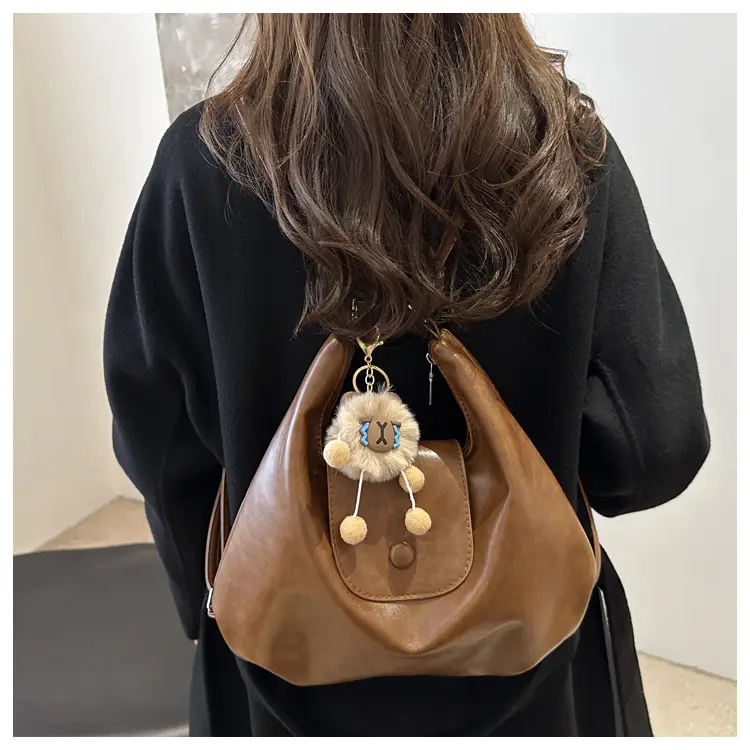 Retro Black Crossbody Bag with Doll Keychain 2024 — feature 14