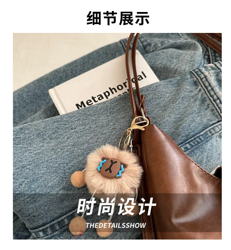 Retro Black Crossbody Bag with Doll Keychain 2024 — feature 3