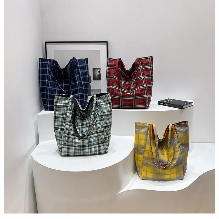 Double-sided British Plaid Shoulder Bag 2024 Autumn Vintage Large Capacity Tote Bag Women — feature 20