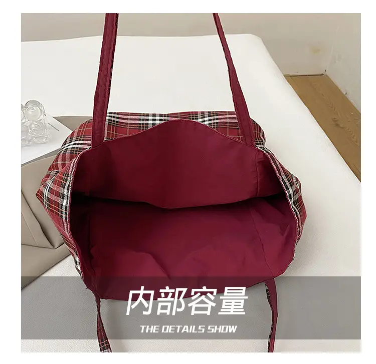 Double-sided British Plaid Shoulder Bag 2024 Autumn Vintage Large Capacity Tote Bag Women — feature 3
