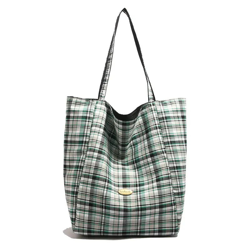 Double-sided British Plaid Shoulder Bag 2024 Autumn Vintage Large Capacity Tote Bag Women - Image 3