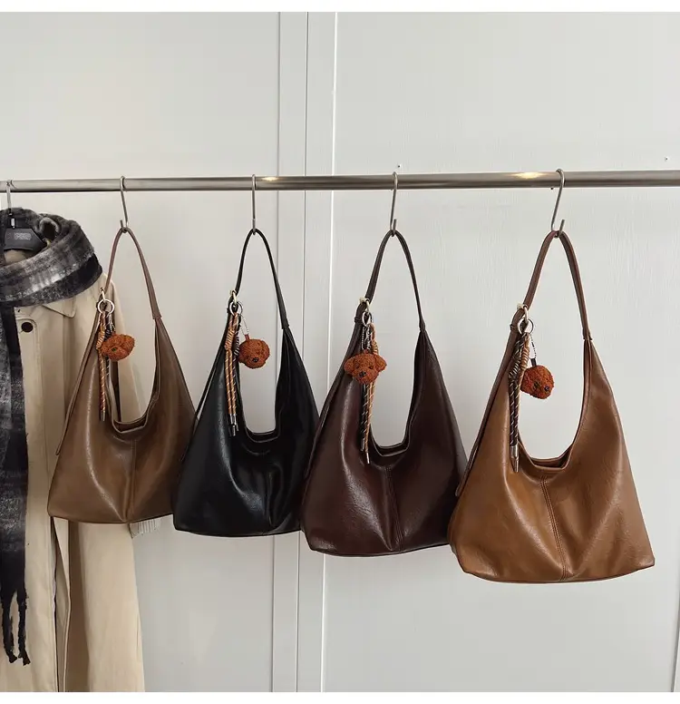 Women's Brown Leather Tote Bag Large Capacity Retro Design — feature 14
