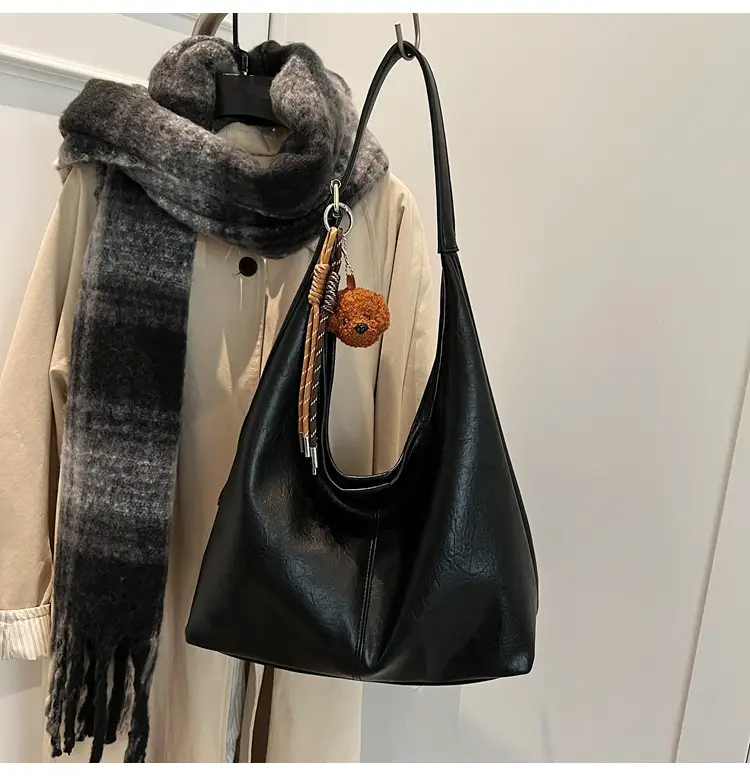 Women's Brown Leather Tote Bag Large Capacity Retro Design — feature 20