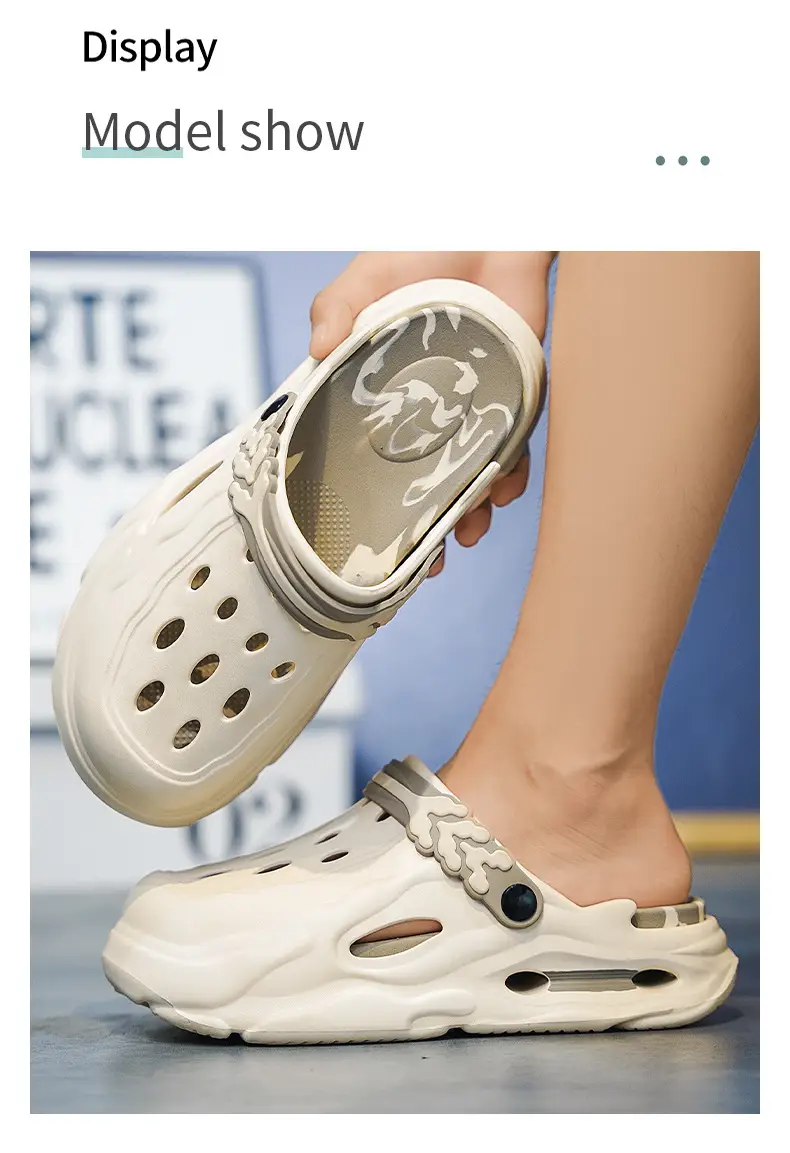 EVA Hole Shoes Women's Non-slip Wear-resistant Breathable Slippers Height-increasing Couple's Exterior Wear Dung-feeling Deodorant Beach Baotou Slippers — feature 10