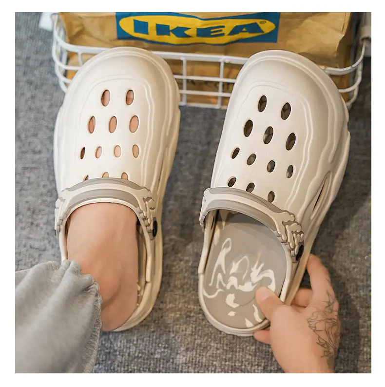 EVA Hole Shoes Women's Non-slip Wear-resistant Breathable Slippers Height-increasing Couple's Exterior Wear Dung-feeling Deodorant Beach Baotou Slippers — feature 13