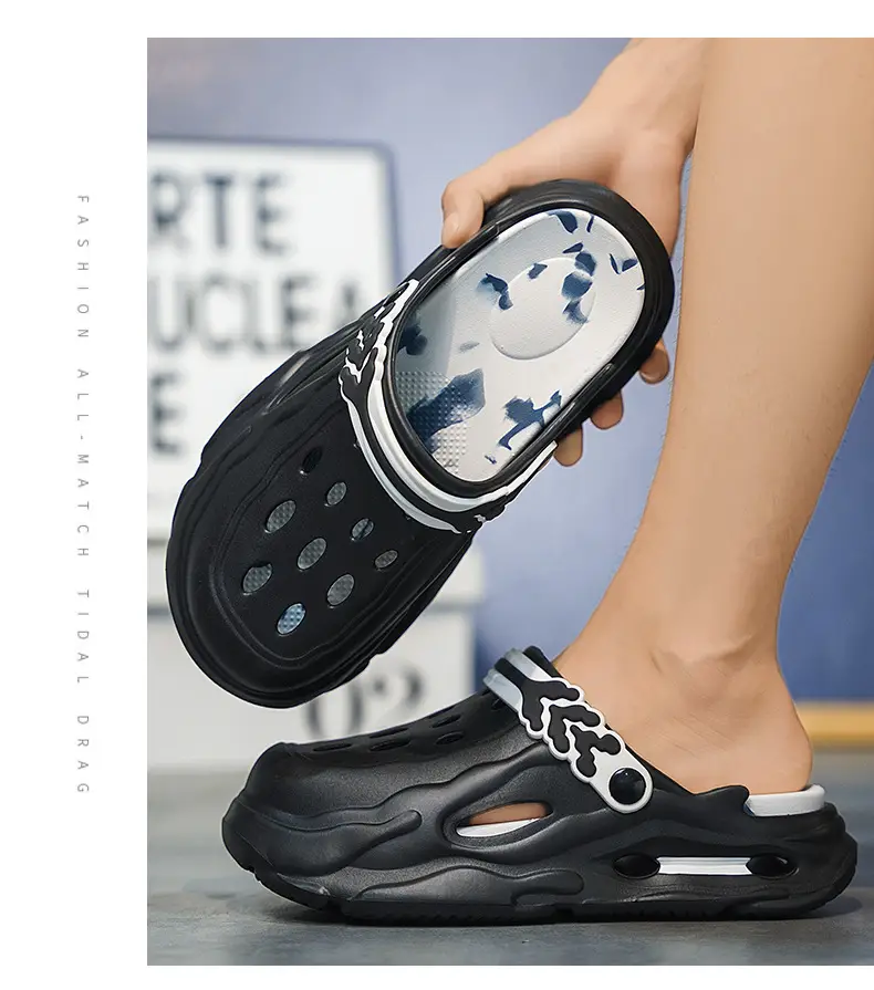 EVA Hole Shoes Women's Non-slip Wear-resistant Breathable Slippers Height-increasing Couple's Exterior Wear Dung-feeling Deodorant Beach Baotou Slippers — feature 16