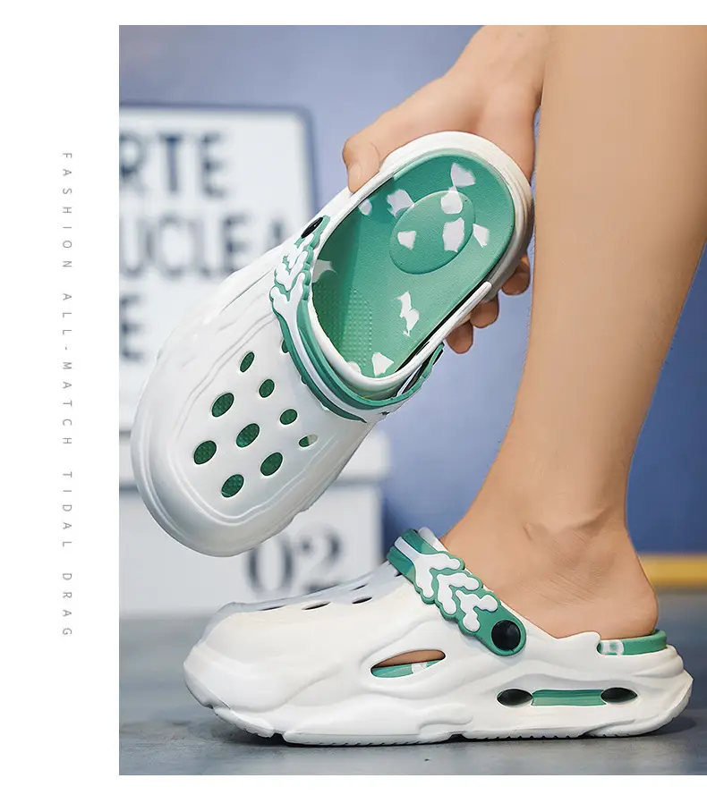 EVA Hole Shoes Women's Non-slip Wear-resistant Breathable Slippers Height-increasing Couple's Exterior Wear Dung-feeling Deodorant Beach Baotou Slippers — feature 21