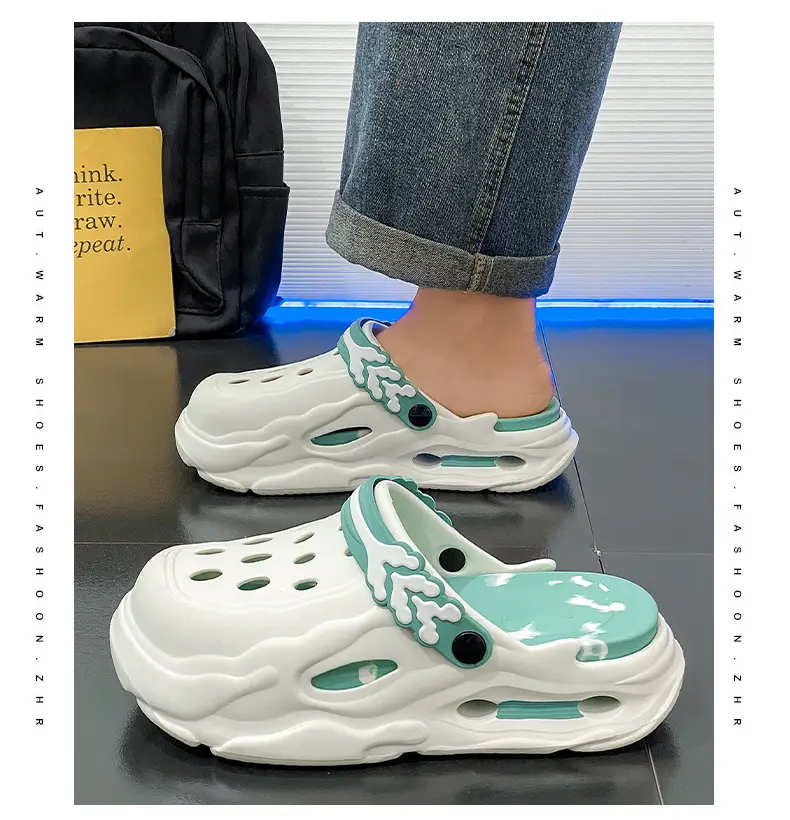 EVA Hole Shoes Women's Non-slip Wear-resistant Breathable Slippers Height-increasing Couple's Exterior Wear Dung-feeling Deodorant Beach Baotou Slippers — feature 22