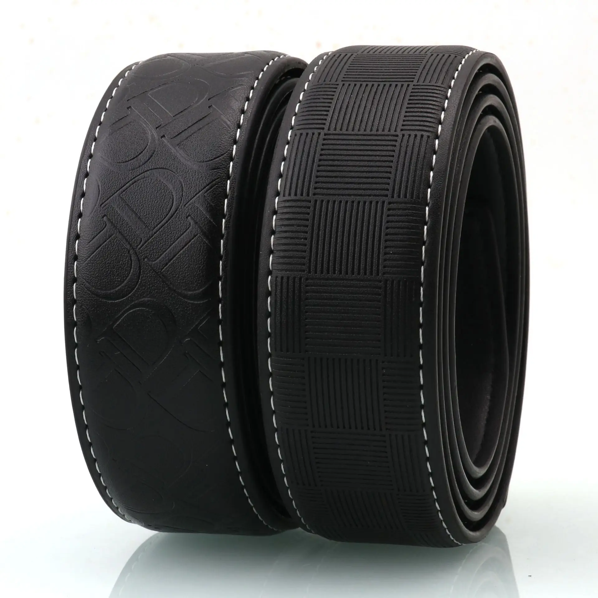 Hongsheng Men's Black Embossed Belt with Automatic Buckle - Image 11