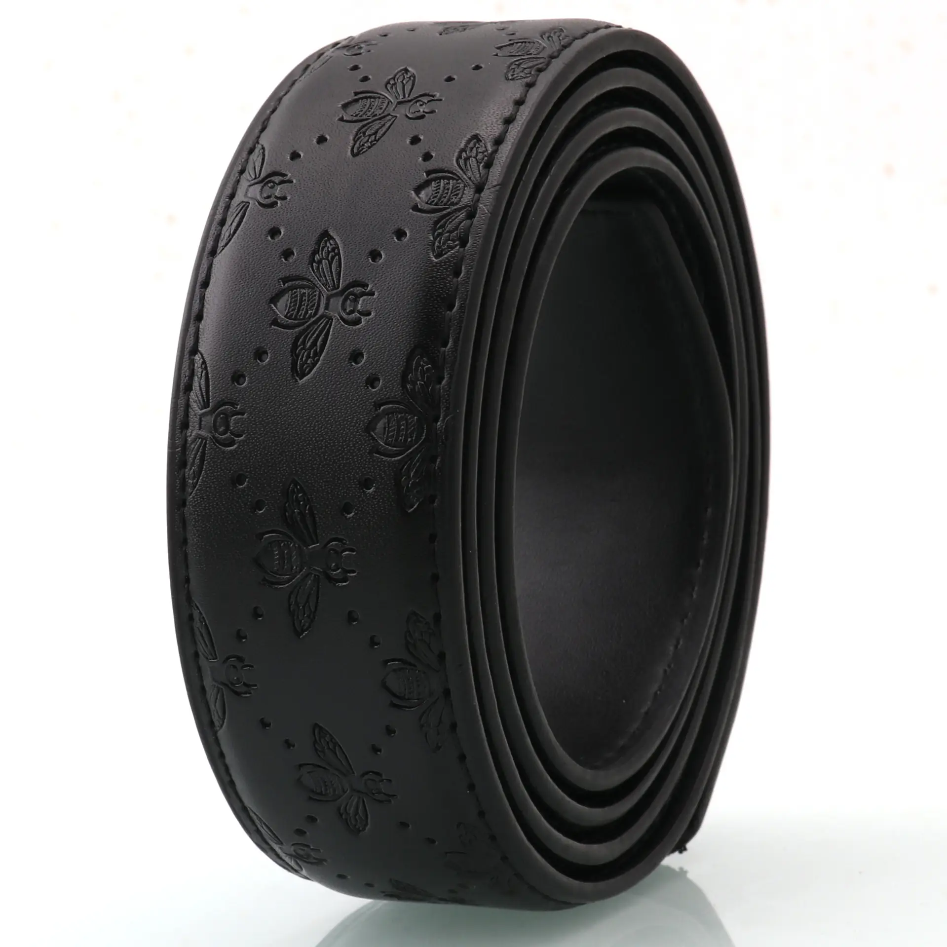Hongsheng Men's Black Embossed Belt with Automatic Buckle - Image 4