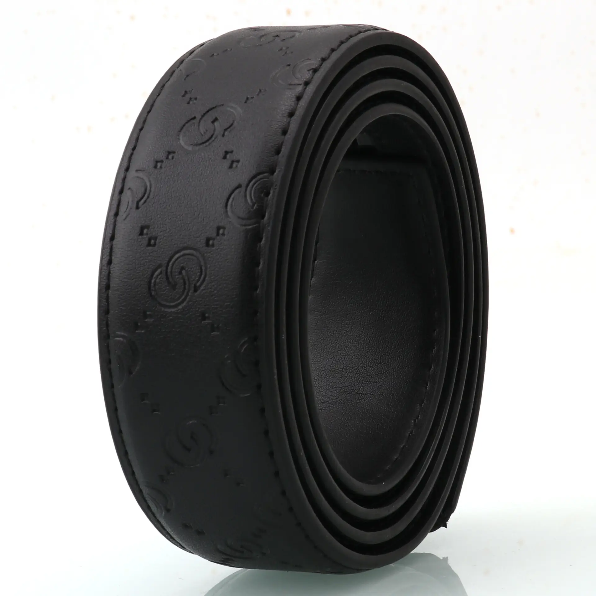 Hongsheng Men's Black Embossed Belt with Automatic Buckle - Image 5