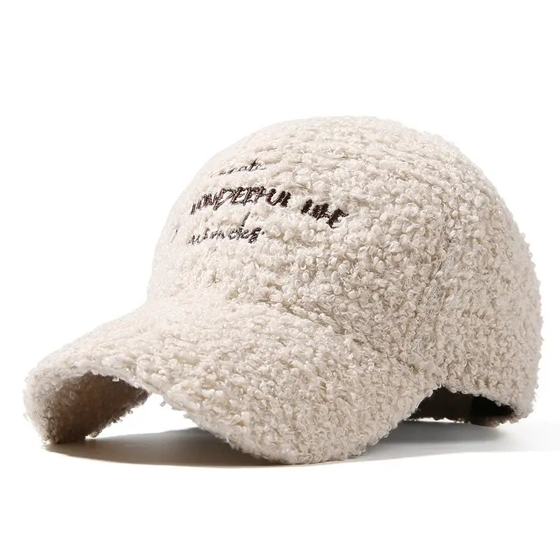 Women's Plush Warm Baseball Cap with Embroidered Letter