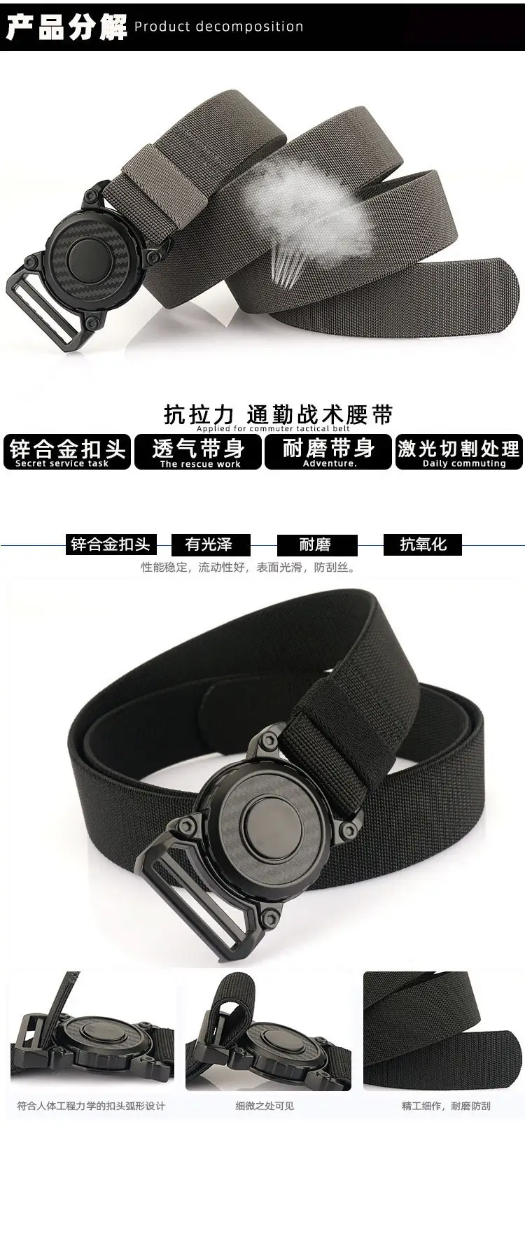 Tactical Nylon Belt for Men Quick Release Buckle — feature 10