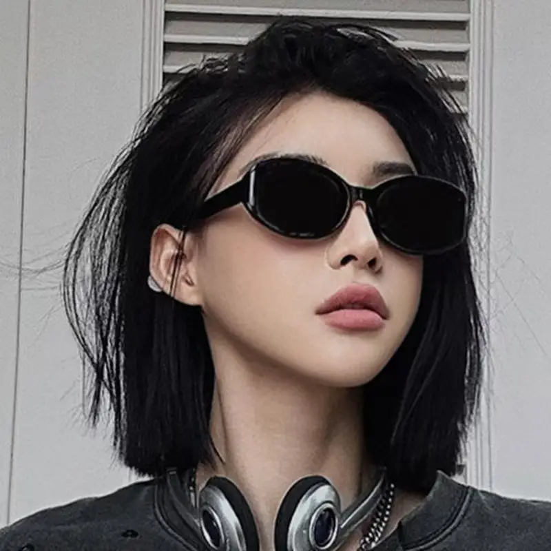 Korean Style Retro Cat Eye Sunglasses Black UV400 - Image 5