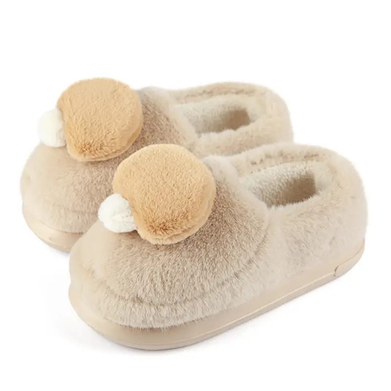 Cute Mushroom Bag with Cotton Shoes Women's Winter Indoor Home fleece-lined Couple Mao Mao Warm Non-slip Couple Men's Cotton Slippers - Image 9