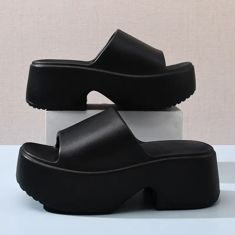 Black Thick Heel Women's EVA Sandals Summer - Image 6