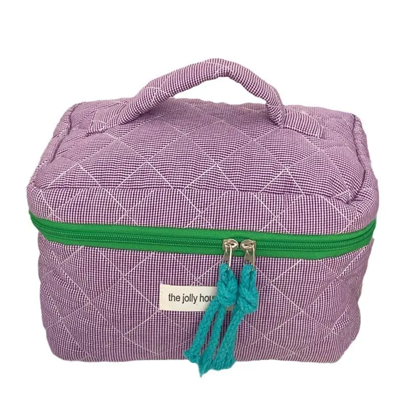 Women's Plaid Cosmetic Bag Large Capacity Portable Travel Bag