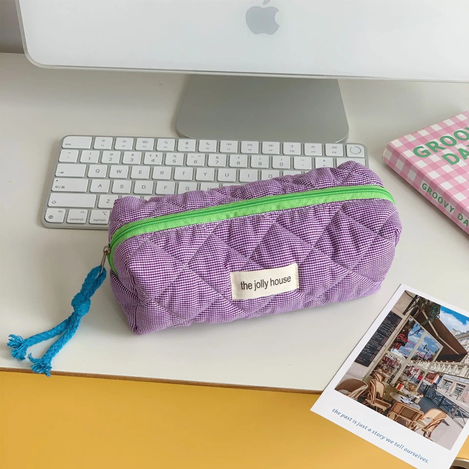Women's Plaid Cosmetic Bag Large Capacity Portable Travel Bag