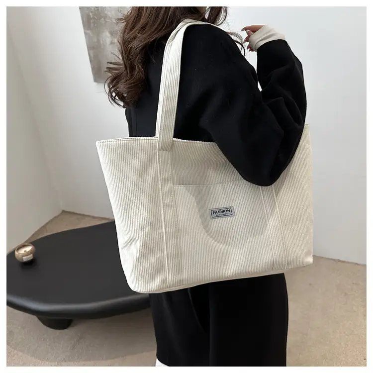 Fashion Fleece Large Capacity Grey Tote Bag — feature 12