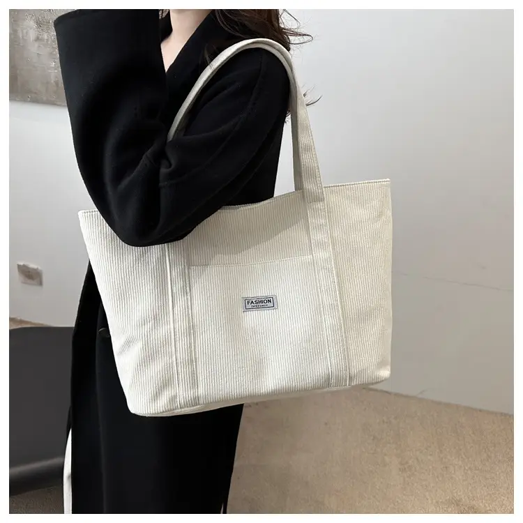 Fashion Fleece Large Capacity Grey Tote Bag — feature 14