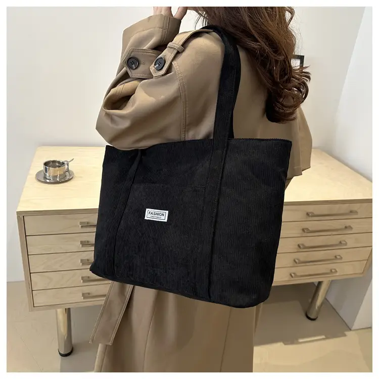Fashion Fleece Large Capacity Grey Tote Bag — feature 22