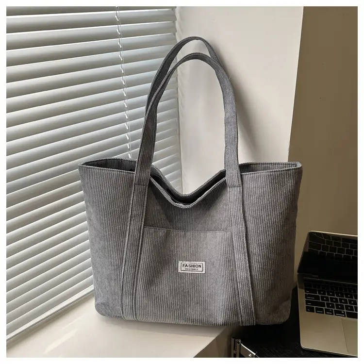 Fashion Fleece Large Capacity Grey Tote Bag — feature 29