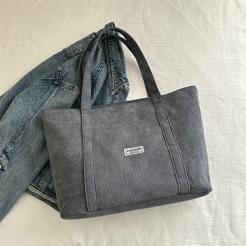 Fashion Fleece Large Capacity Grey Tote Bag - Image 4