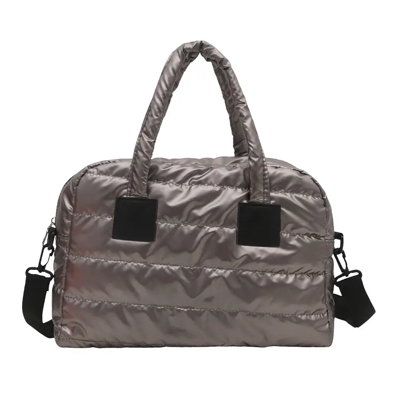 Women's Black Down Cotton Shoulder Bag Large Capacity - Image 9