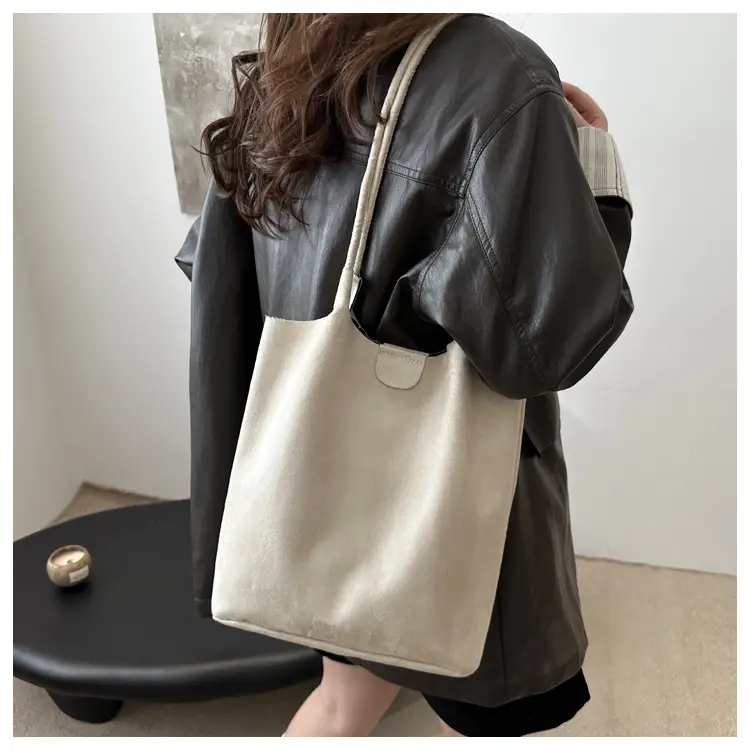 Women's Beige Bucket Bag for Autumn Casual Shoulder Bag - Image 7