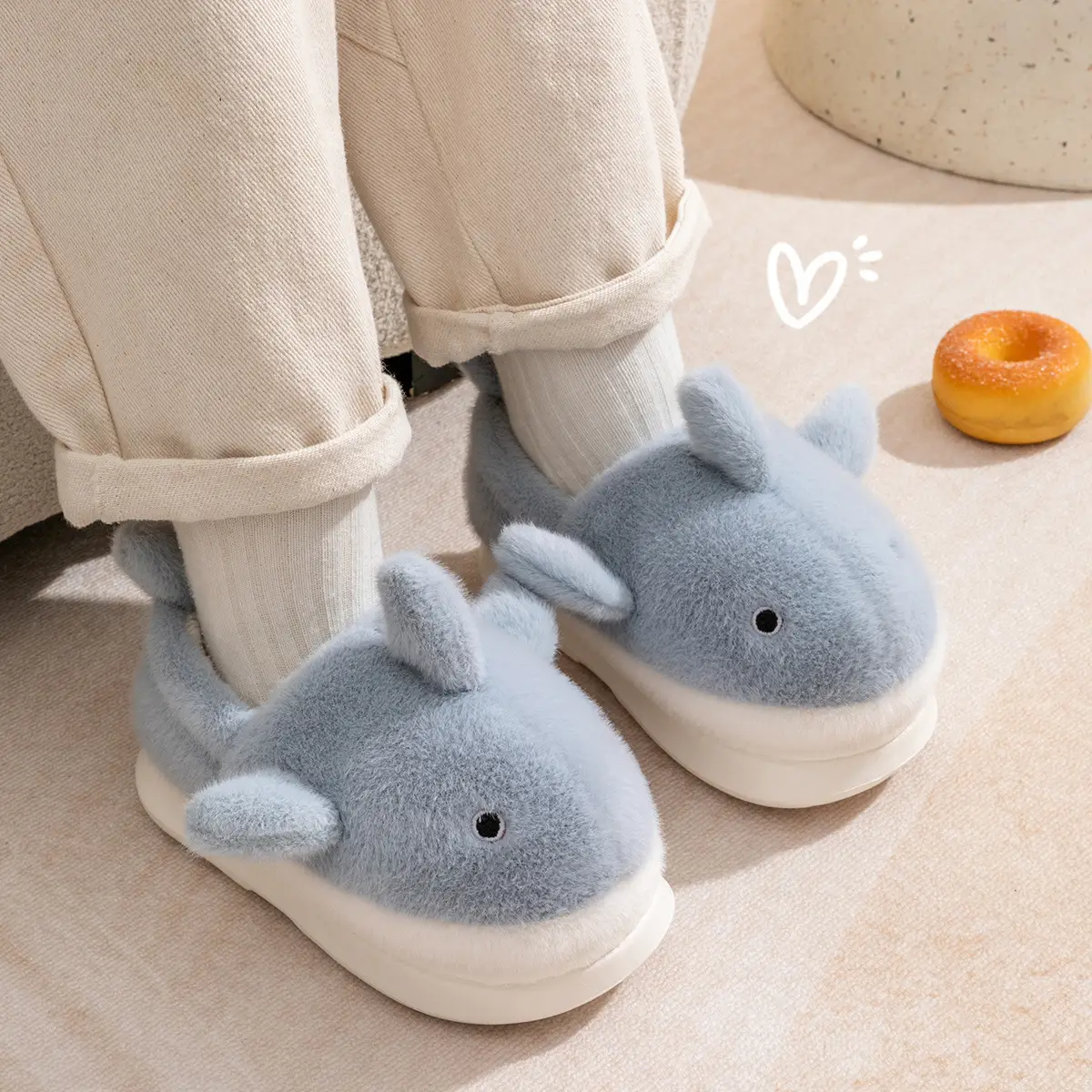 Chao Warm Cartoon Furry Slippers for Kids Girls Winter 2025 - Image 4