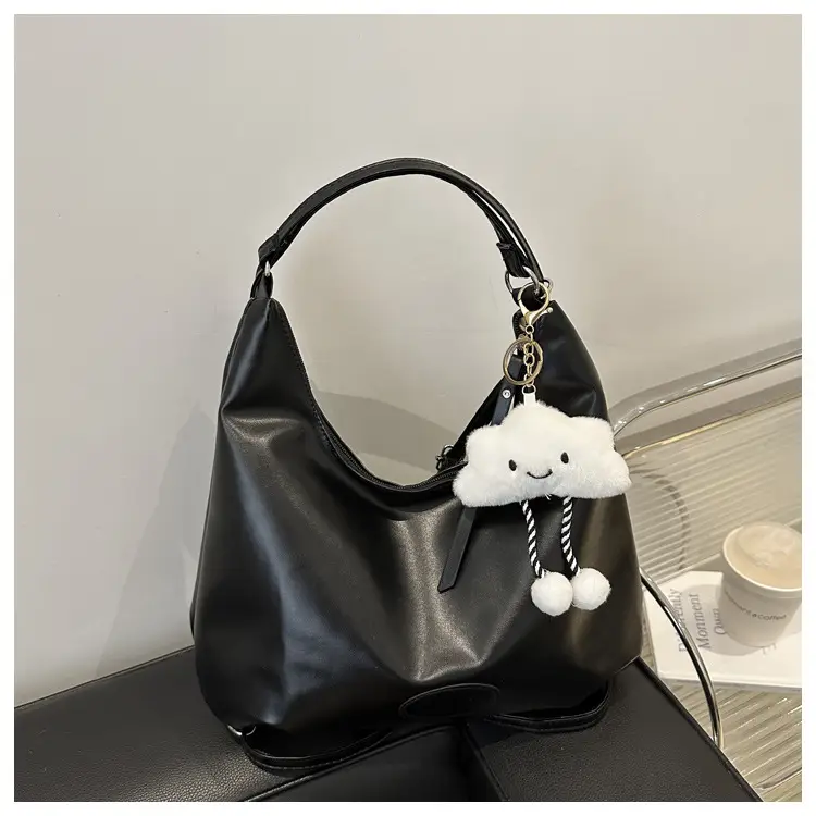 Women's Brown PU Shoulder Bag Large Capacity Lazy Casual - Image 4