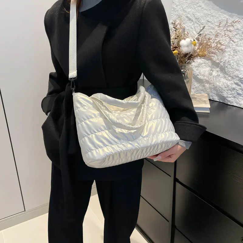 Women Winter Padded Shoulder Bag Brown 2024 - Image 10