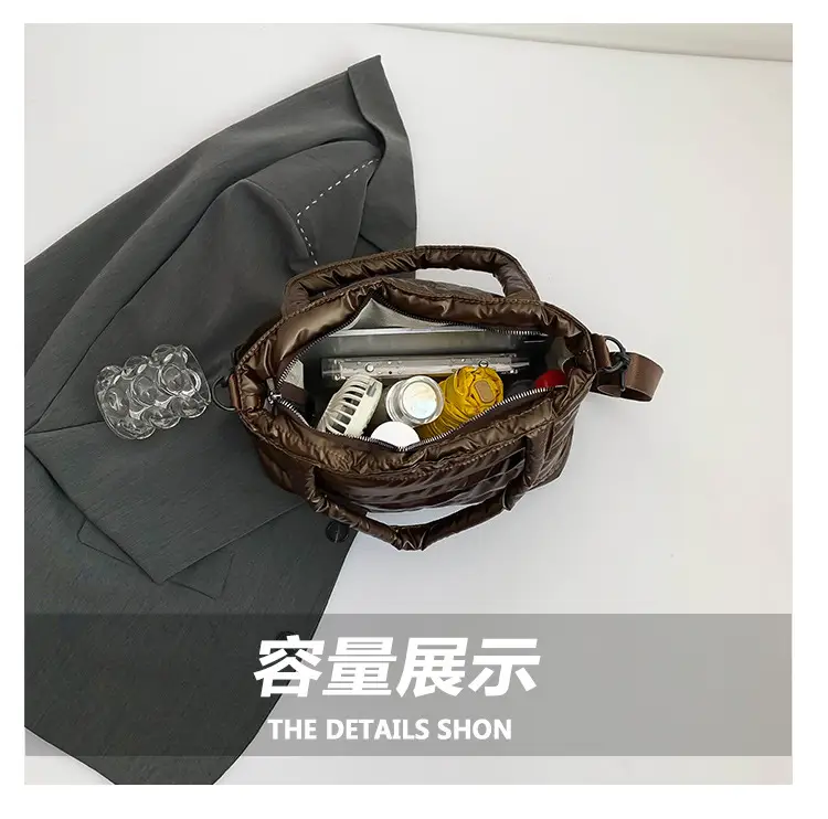 Women Winter Padded Shoulder Bag Brown 2024 — feature 8