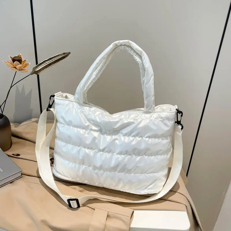 Women Winter Padded Shoulder Bag Brown 2024 - Image 3