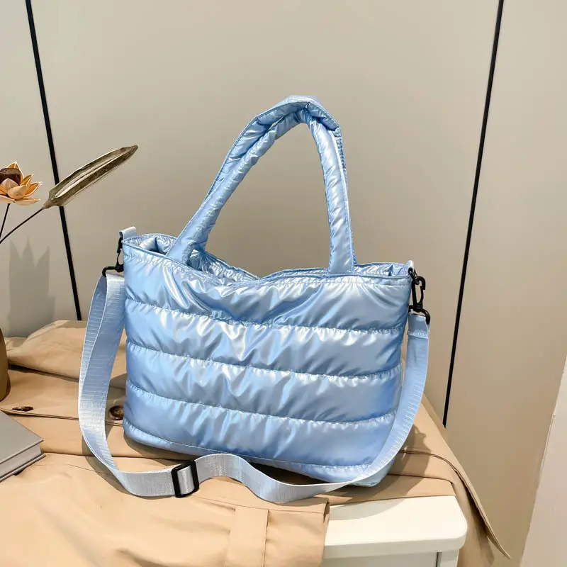 Women Winter Padded Shoulder Bag Brown 2024 - Image 4
