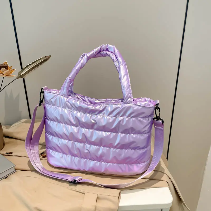 Women Winter Padded Shoulder Bag Brown 2024 - Image 6
