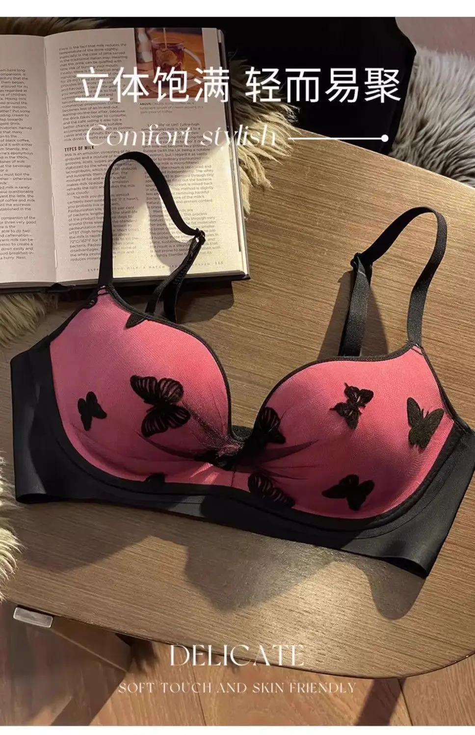 French Embroidered Lace Push Up Bra Small — feature 11