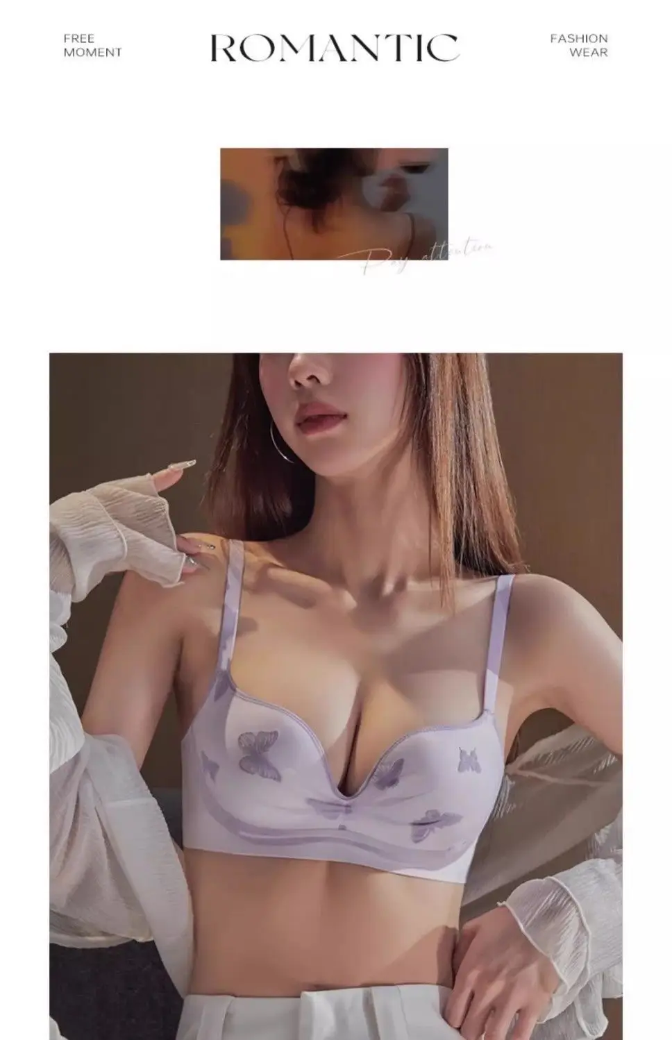 French Embroidered Lace Push Up Bra Small — feature 23