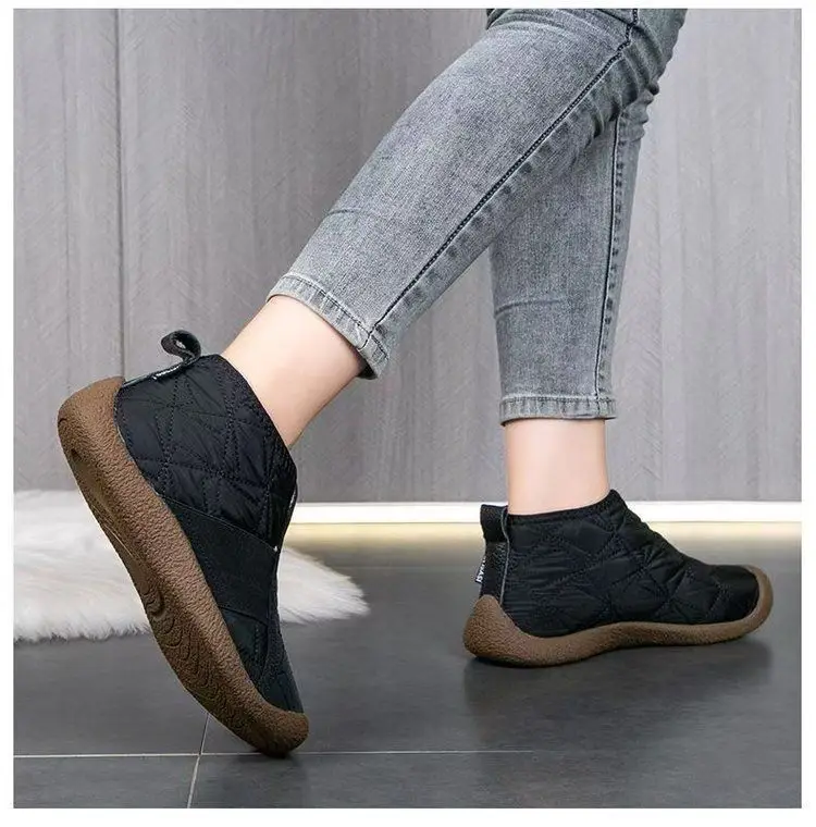 2025 New Autumn and Winter Aerospace Fabric Wool Slip-On Snow Boots Low Heel Comfortable Non-Slip Lightweight Women's Cotton Shoes — feature 16