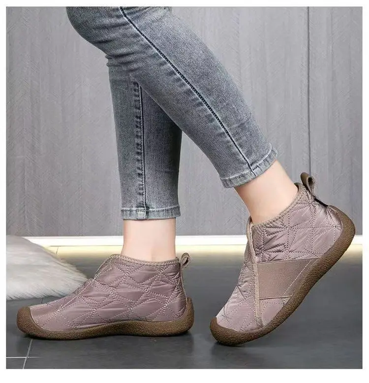 2025 New Autumn and Winter Aerospace Fabric Wool Slip-On Snow Boots Low Heel Comfortable Non-Slip Lightweight Women's Cotton Shoes — feature 20