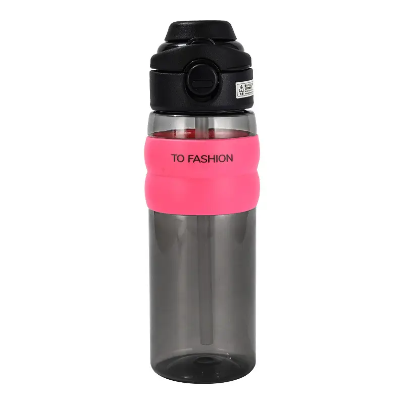 Double-Drink Straw Water Cup Large Capacity Pink Black - Image 9