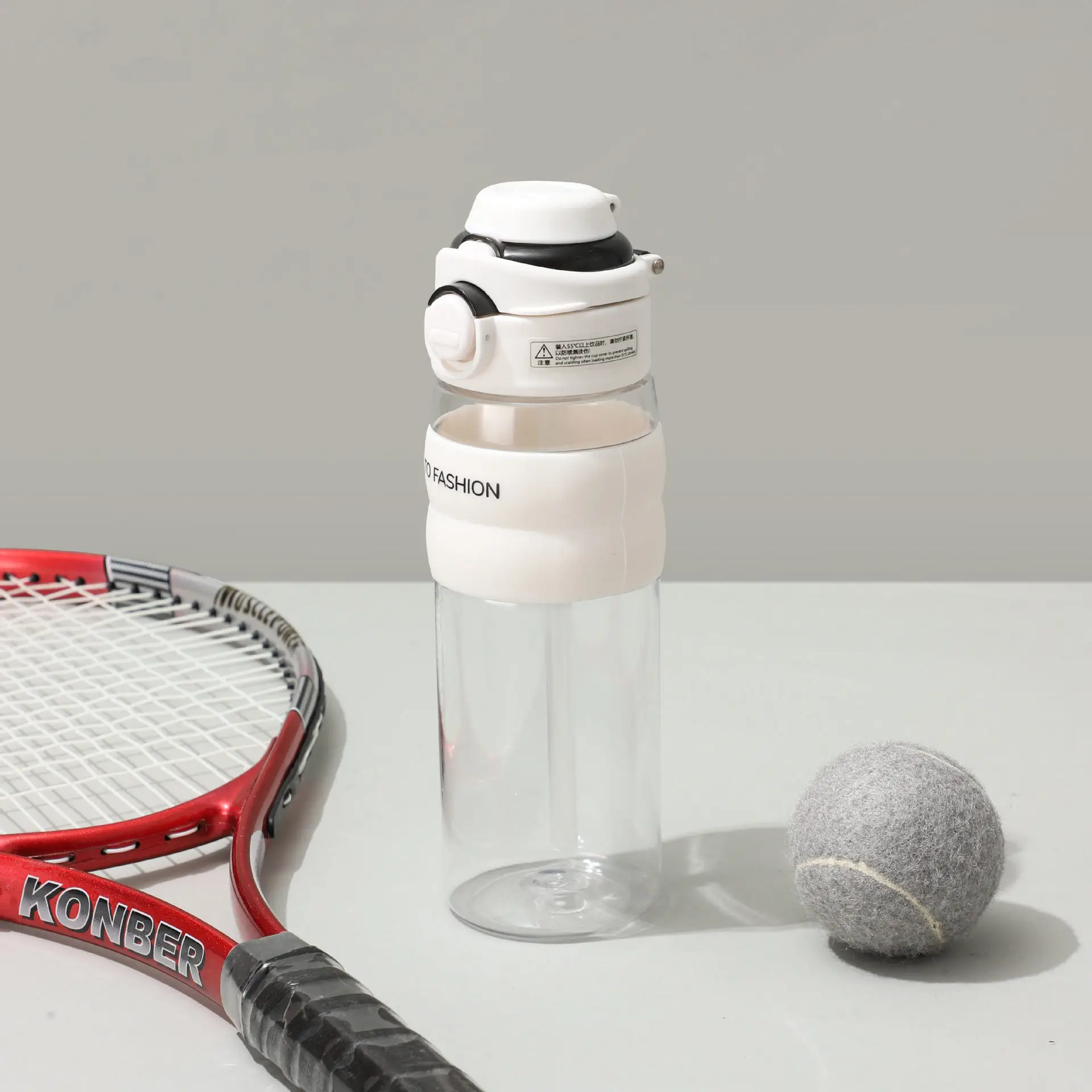 Double-Drink Straw Water Cup Large Capacity Pink Black - Image 2