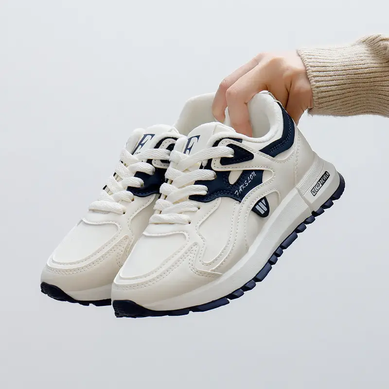 fleece-lined Thickened sneaker Women's 2024 Winter New White Shoes Women's All-match Non-slip Warm Women's Cotton Shoes 5162