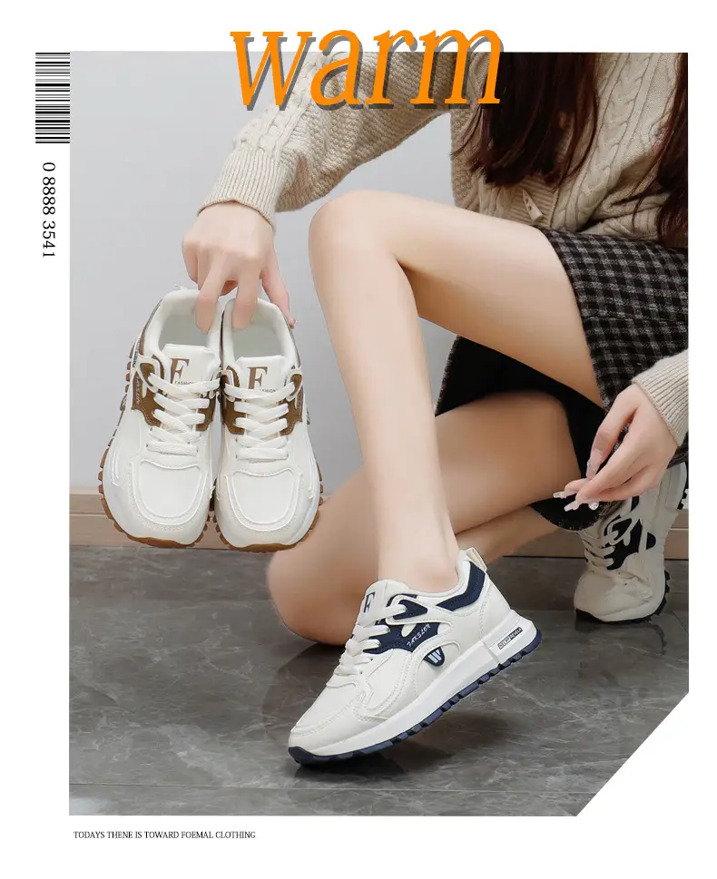 fleece-lined Thickened sneaker Women's 2024 Winter New White Shoes Women's All-match Non-slip Warm Women's Cotton Shoes 5162 — feature 1